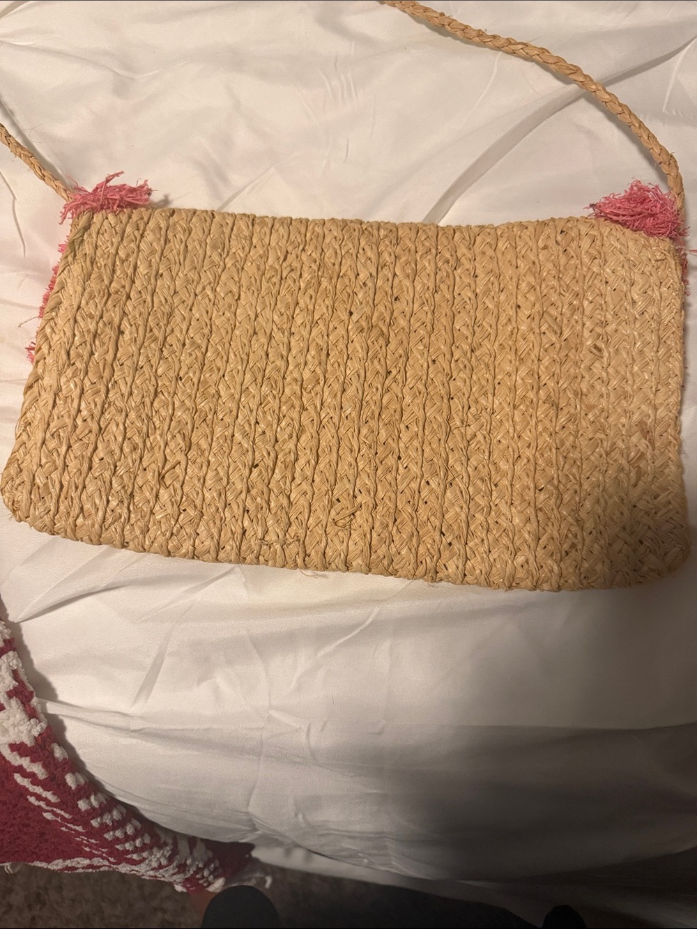 Bujibaja Pink and Tan Shoulder Bag with Furry Trim - Picture 8 of 8